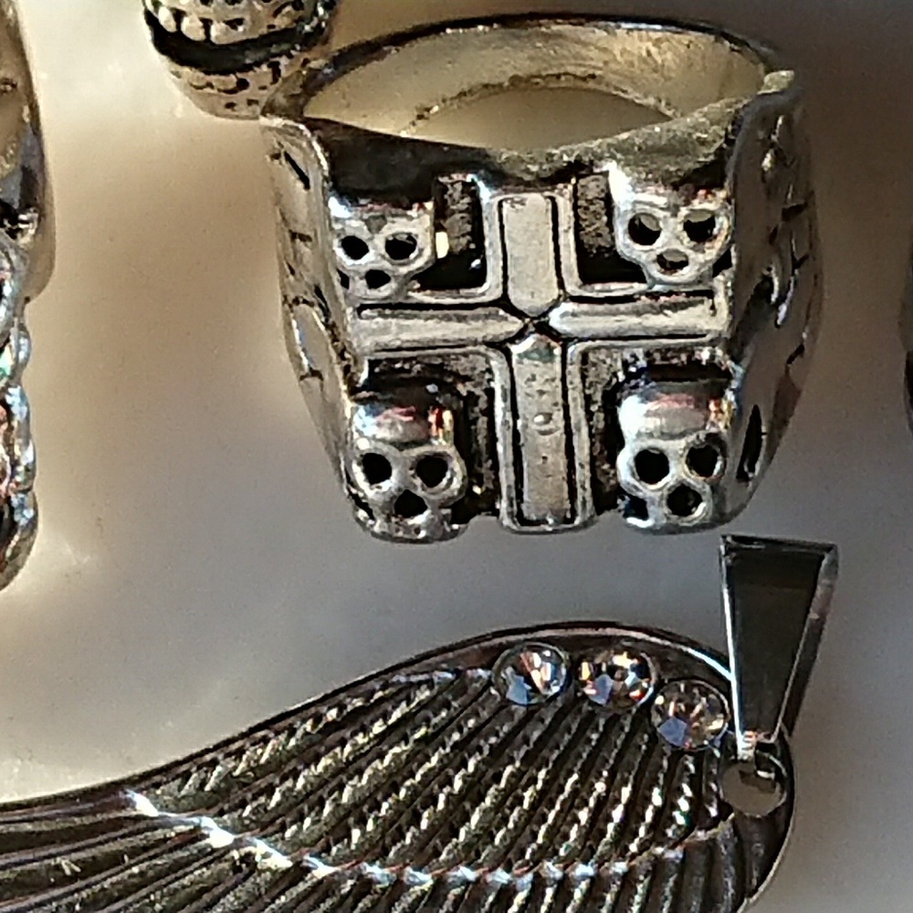 Angel Wing Biker Steel Jewelry ring/pendant